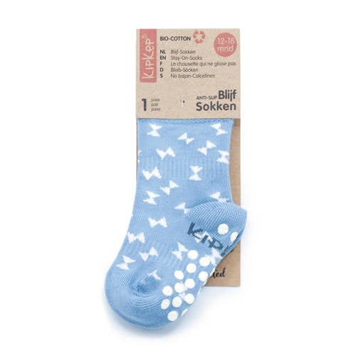 KipKep Blijf-Sokjes met anti-slip nopjes 12-18 mnd blauw Sokken Jongens Meisjes Katoen 12-18 mnd