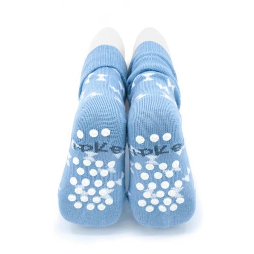 KipKep Blijf-Sokjes met anti-slip nopjes 12-18 mnd blauw Sokken Jongens Meisjes Katoen 12-18 mnd