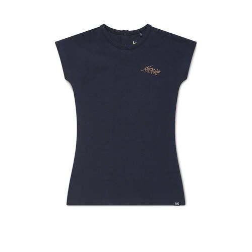 Koko Noko T-shirtjurk Niya met glitters donkerblauw Meisjes Stretchkatoen Ronde hals - 110/116