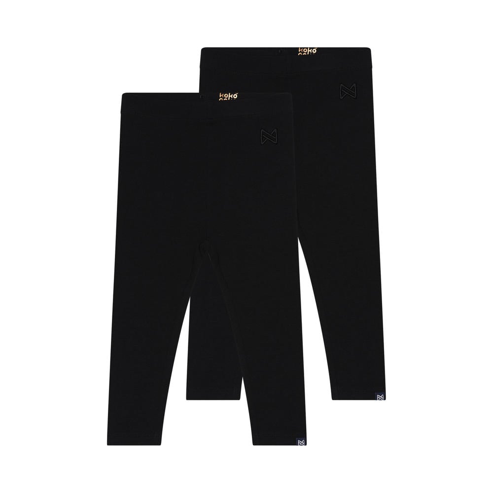 Set van 2 zwarte meisjes Koko Noko legging Nadia van stretchkatoen met regular waist, elastische tailleband en effen