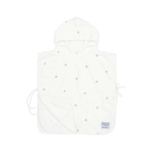 X Mrs. Keizer hydrofiele badponcho Ibiza wit/denim
