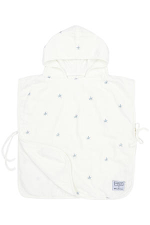 X Mrs. Keizer hydrofiele badponcho Ibiza wit/denim