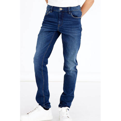 LMTD slim fit jeans NLMSHAUN dark denim Blauw Jongens Stretchdenim - 140