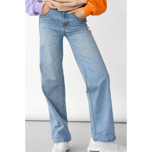 LMTD high waist wide leg jeans NLFTECES light denim Blauw Meisjes Stretchdenim