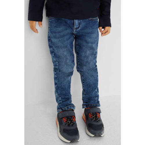 s.Oliver slim fit jeans stonewashed Blauw Jongens Stretchdenim Effen - 116