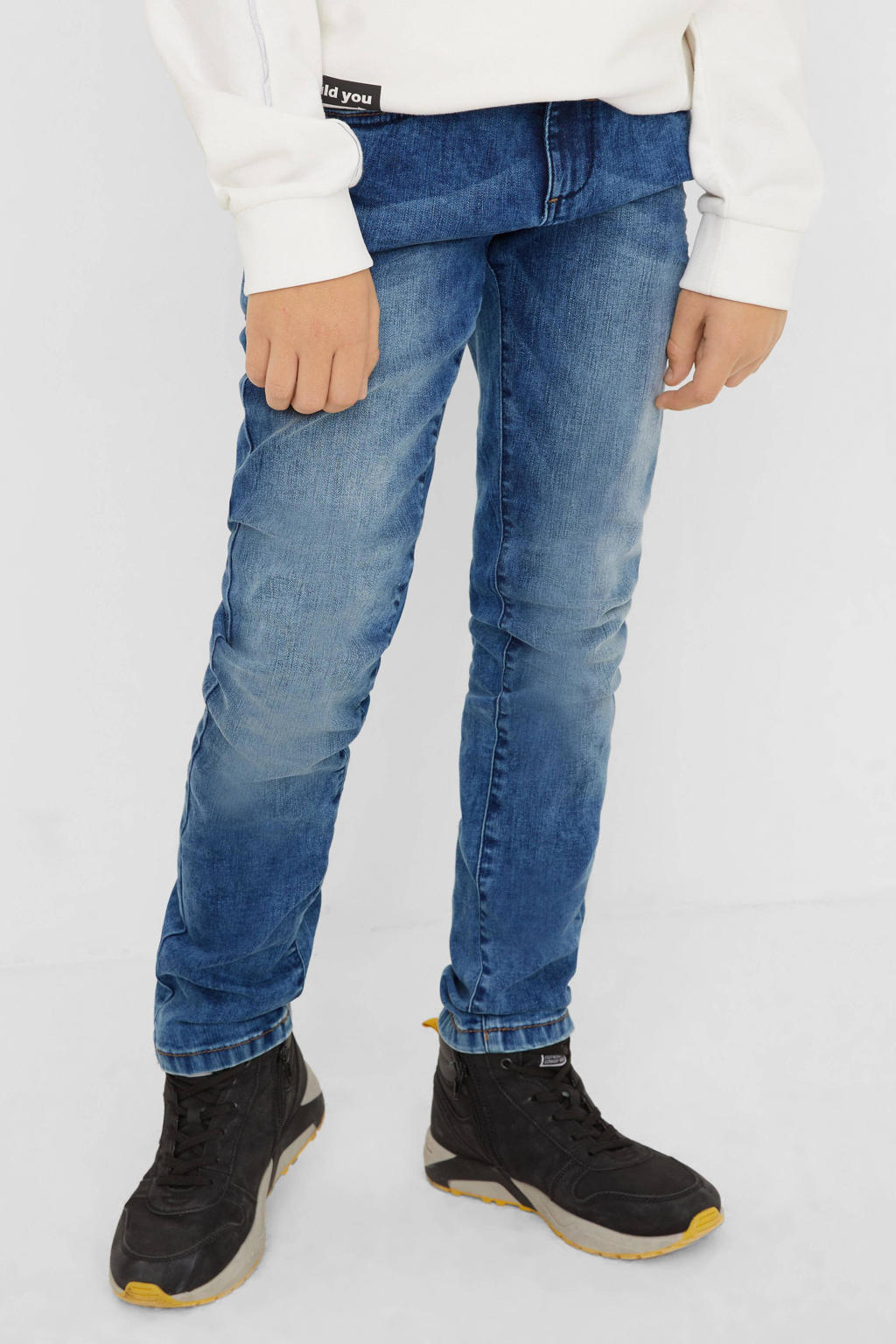 Stonewashed jongens s.Oliver slim fit jeans stonewashed van stretchdenim met regular waist en effen