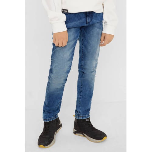 s.Oliver slim fit jeans stonewashed Blauw Jongens Stretchdenim Effen - maat 158 afbeelding