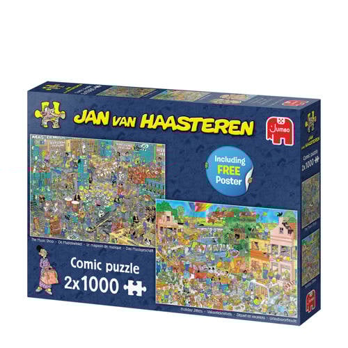 Jan van Haasteren de muziekwinkel en vakantiekriebels legpuzzel 1000 stukjes Multi