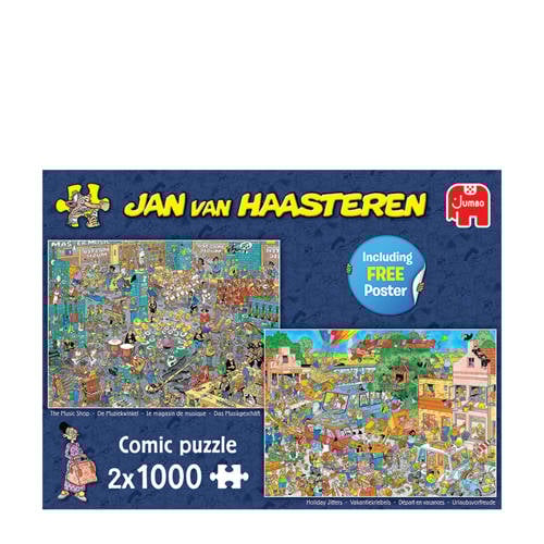 Jan van Haasteren de muziekwinkel en vakantiekriebels legpuzzel 1000 stukjes Multi