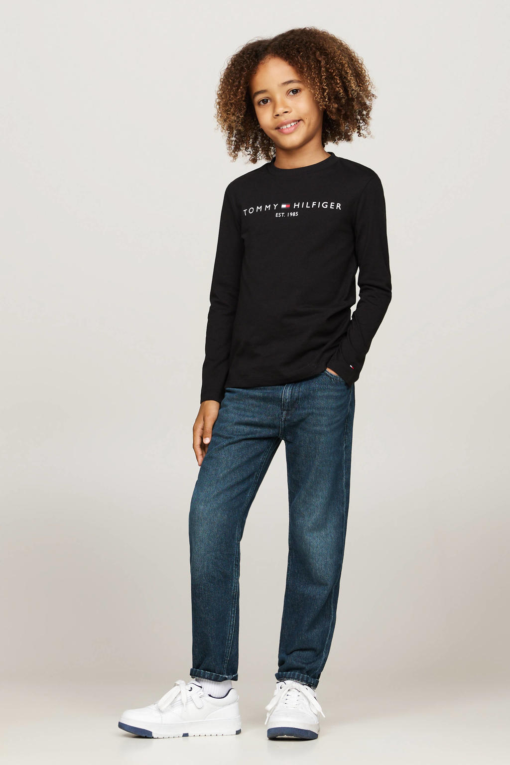 Tommy Hilfiger longsleeve van katoen zwart