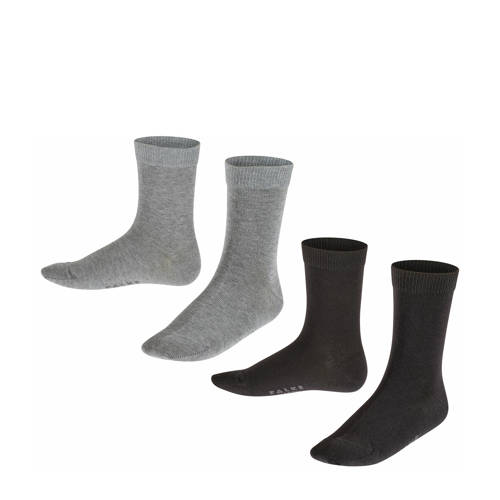 FALKE Happy sokken - set van 2 zwart/grijs Meisjes Katoen Effen
