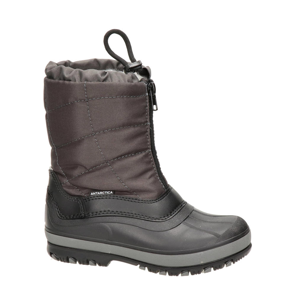 Grijs en bruine jongens en meisjes Antarctica snowboots van nylon met ritssluiting en effen