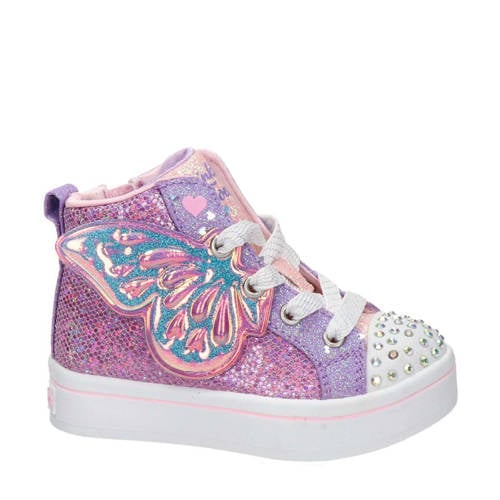 Skechers Twinkle Toes hoge sneakers met lichtjes lila/roze Paars Meisjes Imitatieleer 
