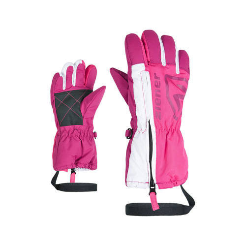 Ziener skihandschoenen Leo Minis roze/wit/zwart Jongens/Meisjes Polyester 