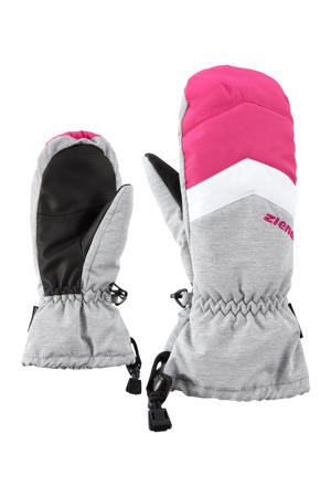 skihandschoenen Lettero AS Mitten lichtgrijs/wit/roze