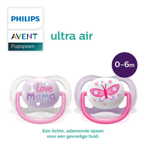 Philips Avent Ultra Air Fopspeen 0-6M 2 stuks SCF080 02 Wit