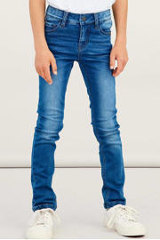 thumbnail: Stonewashed jongens NAME IT KIDS slim fit jeans van viscose met regular waist en effen