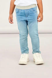 thumbnail: Light blue denim meisjes NAME IT MINI slim fit jeans van stretchkatoen met regular waist en effen