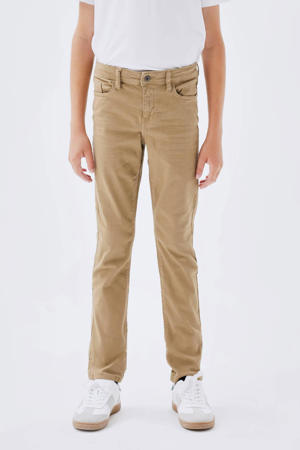 slim fit broek NKMTHEO beige