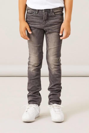 slim fit jeans NKMTHEO grijs stonewashed
