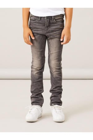 slim fit jeans NKMTHEO grijs stonewashed