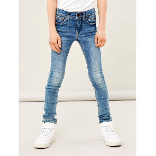 NAME IT KIDS skinny jeans NKMTHEO stonewashed Blauw Jongens Stretchdenim - 92