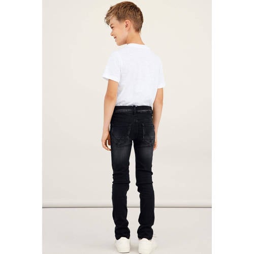 NAME IT KIDS slim fit jeans NKMTHEO zwart Blauw Jongens Viscose Effen