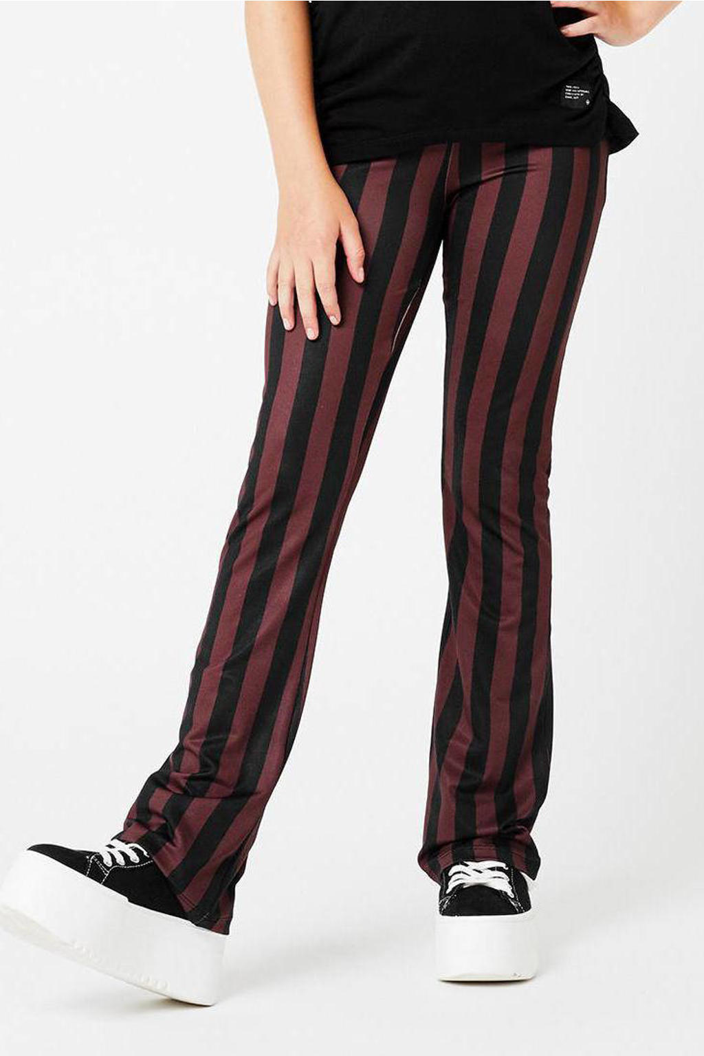 Bruine meisjes CoolCat Junior gestreepte flared broek Poppy 34 inch van polyester met regular waist