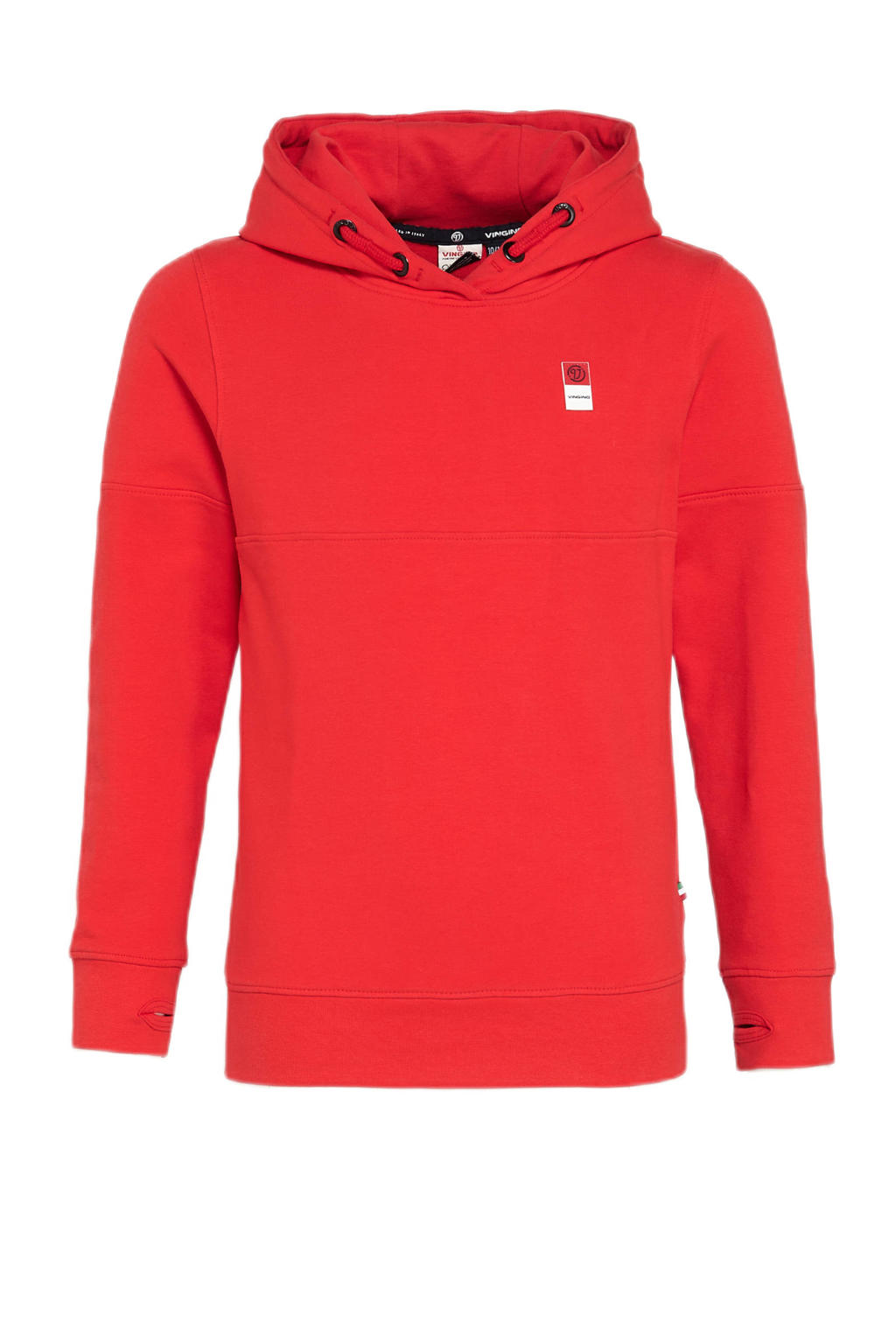 Rode jongens Vingino Essentials hoodie van sweat materiaal met lange mouwen en capuchon