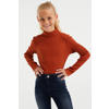 WE Fashion ribgebreide coltrui Myla donker oranje