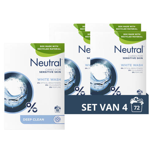 Neutral Waspoeder parfumvrij wit - 4 x 18 wasbeurten - 72 wasbeurten Wasmiddel afbeelding