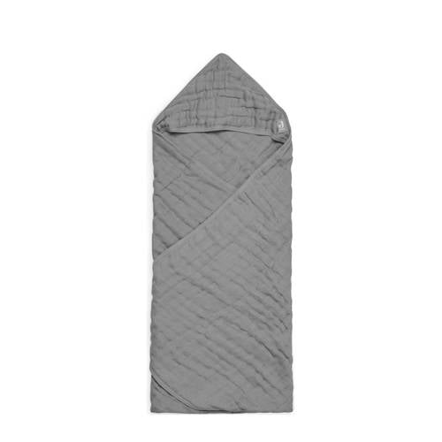 Jollein badcape wrinkled cotton 75x75cm grey Handdoek/badcape Grijs