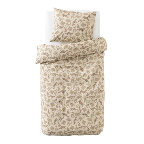 Wehkamp Home katoenen dekbedovertrek 1 persoons (140x200 cm) Beige Blad