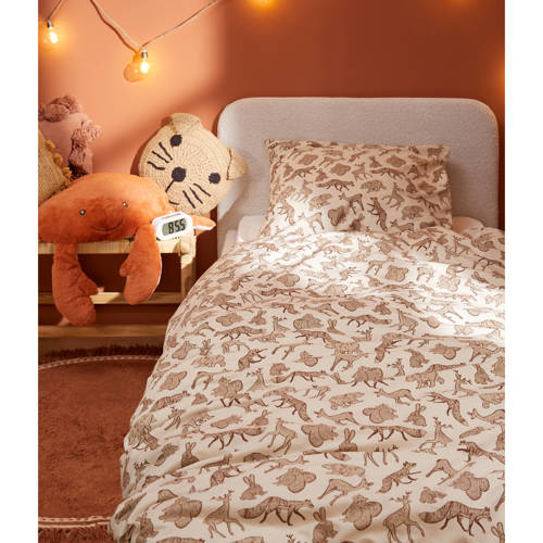 Wehkamp Home katoenen dekbedovertrek 1 persoons (140x200 cm) Beige Blad