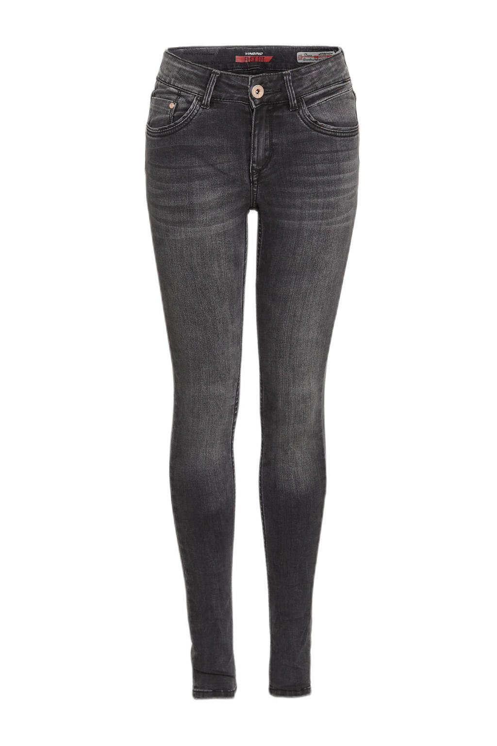 Zwarte meisjes Vingino super skinny jeans Bianca van stretchdenim met regular waist en rits- en knoopsluiting