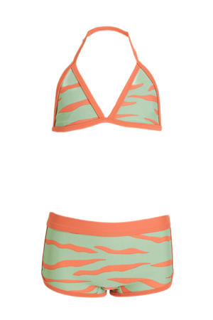 triangel bikini met zebraprint groen/rood