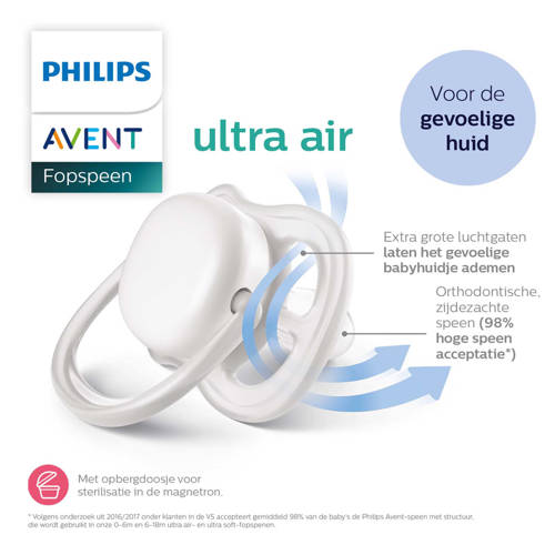 Philips Avent Ultra Air Collection Fopspeen 6-18M 2 stuks SCF080 18 Geel
