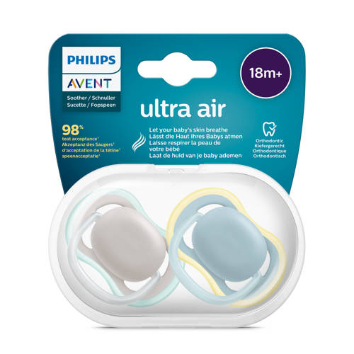Philips Avent Ultra Air Fopspeen 18M+ 2 stuks SCF349 01 Beige