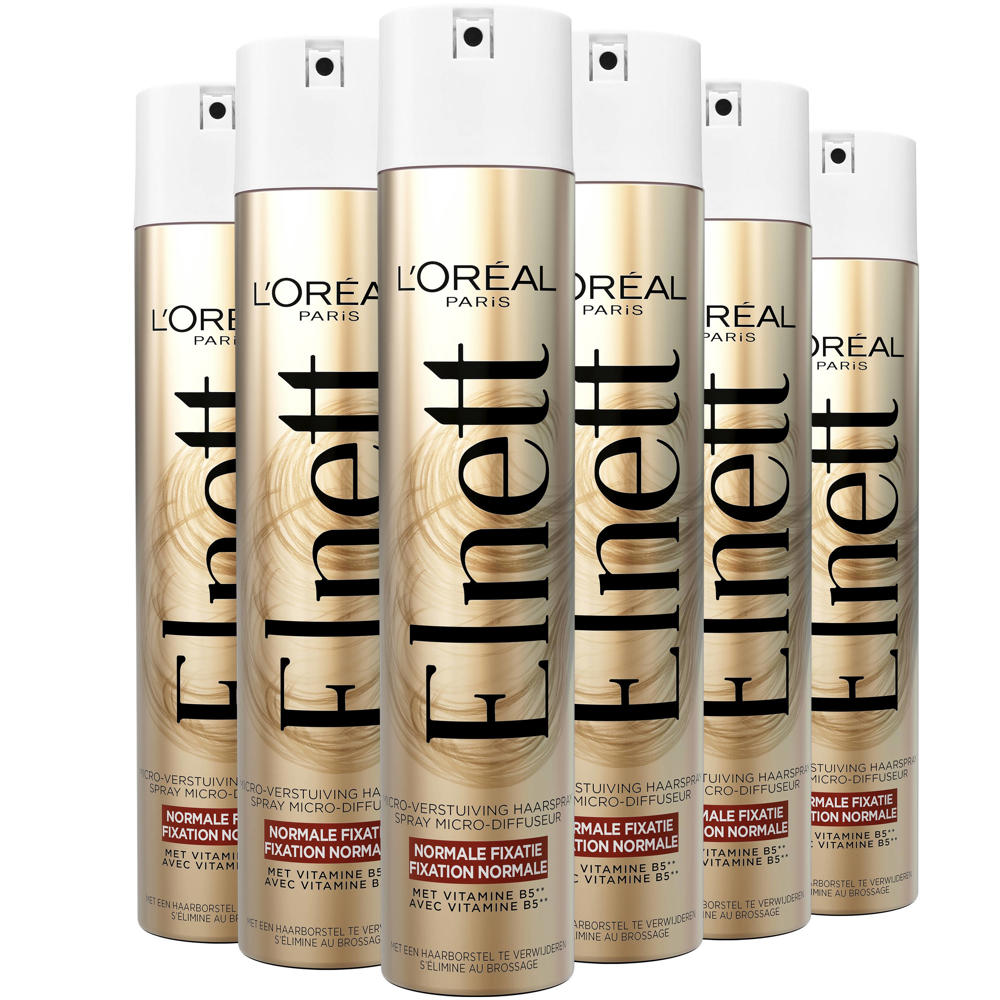 L'Oréal Paris Elnett Satin Haarspray Normale Fixatie - Styling Spray voor een Natuurlijk Model - 6 x 400ml multiverpakking