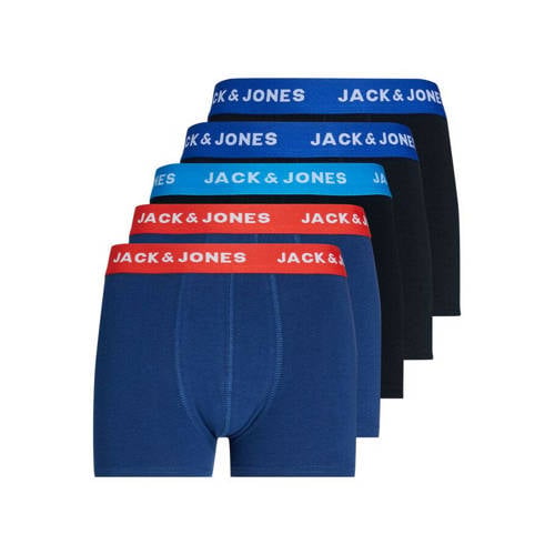 JACK & JONES JUNIOR boxershort - set van 5 donkerblauw/zwart Jongens Stretchkatoen - maat 176 afbeelding