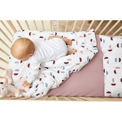 Meyco katoenen dekbedovertrek ledikant (100x135 cm) Paars All over print