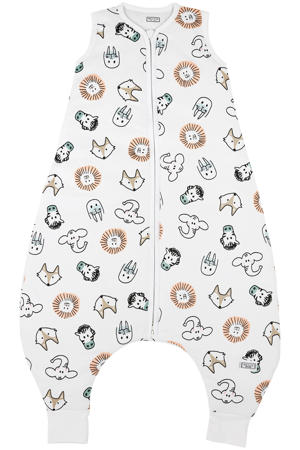 gevoerde baby slaapzak jumper Animal wit/bruin/zwart