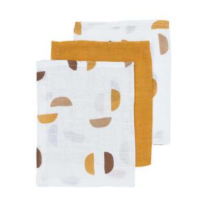 hydrofiel baby washandje Shapes - set van 3 honey gold