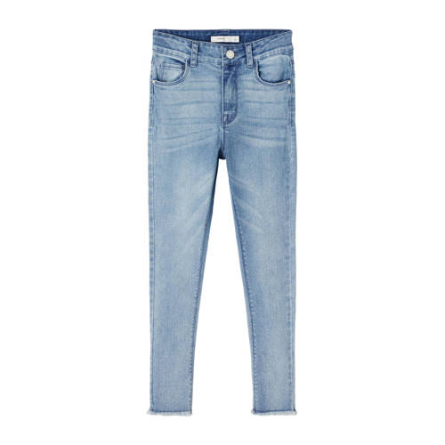 NAME IT KIDS high waist skinny jeans NKFPOLLY stonewashed Blauw Meisjes Stretchdenim - 122