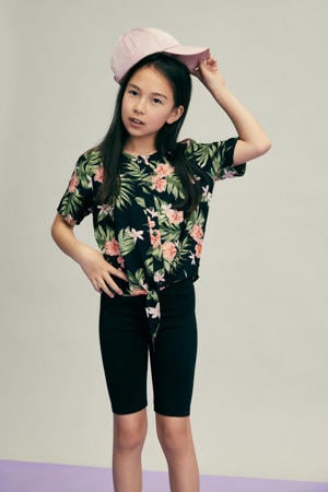 blouse LPNYA met all over print zwart/groen/roze