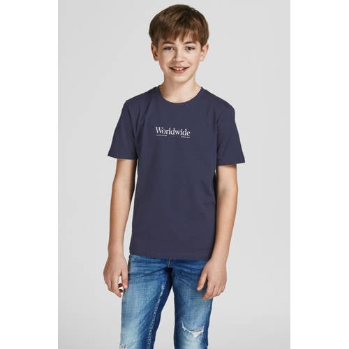JACK & JONES JUNIOR T-shirt JORWORLDWIDE donkerblauw Jongens Katoen Ronde hals