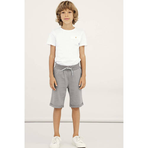 NAME IT KIDS sweatshort - set van 2 grijs melange/donkerblauw Jongens Katoen - maat 146 afbeelding