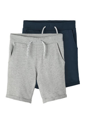 sweatshort - grijs melange/donkerblauw (set van 2)