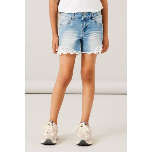 NAME IT KIDS regular fit jeans short NKFSALLI stonewashed Korte broek Blauw Meisjes Stretchdenim - maat 128 afbeelding