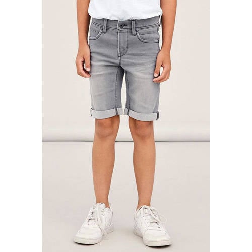 NAME IT KIDS slim fit jeans bermuda NKMSOFUS medium grey denim Denim short Grijs Jongens Stretchdenim - 104